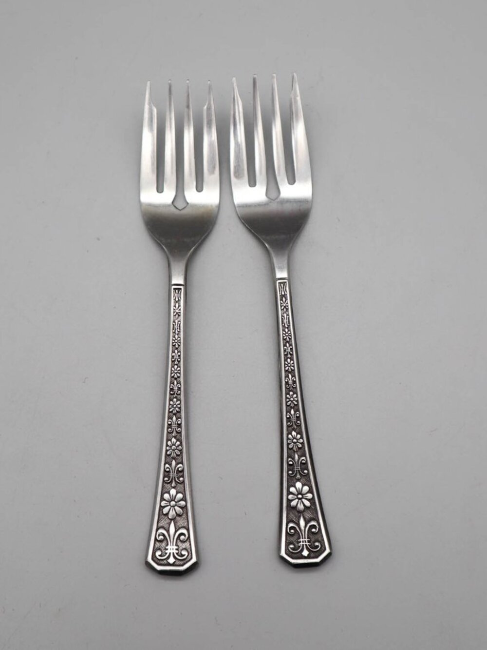 Interpur Florenz Stainless Steel Flatware Japan 2 Salad Forks Floral Pattern